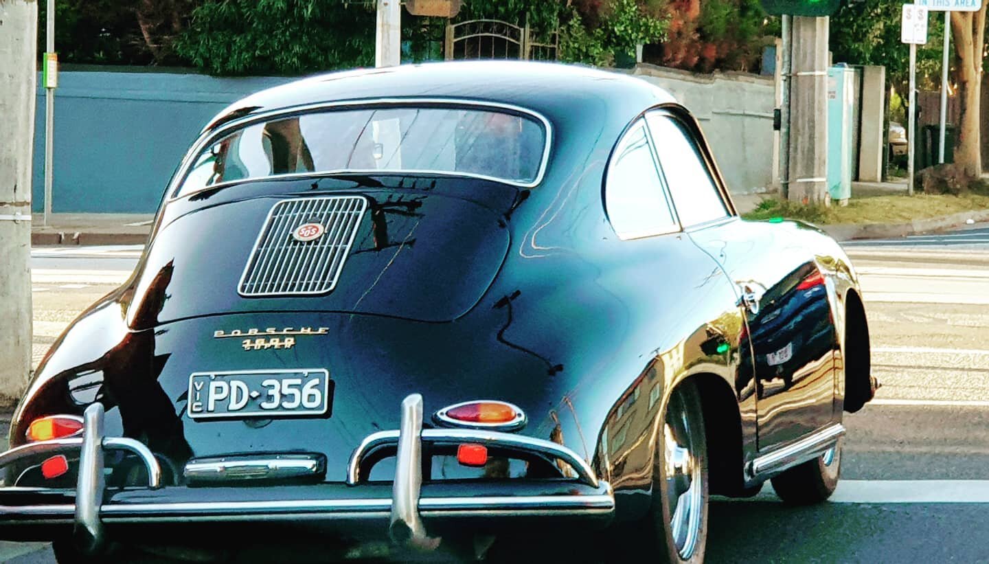 Early morning surprise to see a raven black LHD Porsche 356 B Super 1600 out exercising...