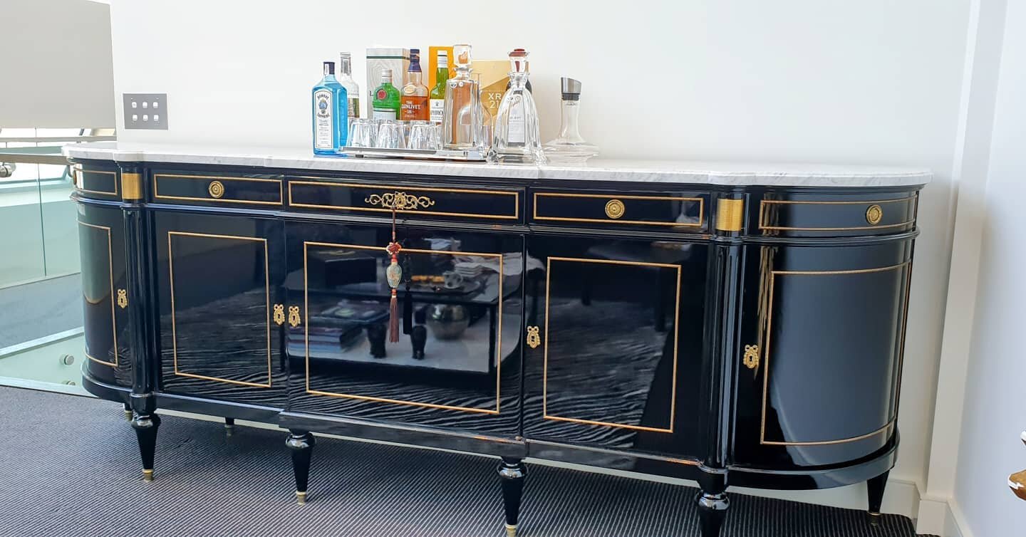 1950s ebonised Louis XVI style buffet is perfect for Friday's office drinks.