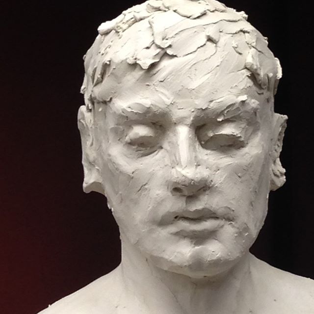 Student work. Bust in white clay #melbournesculptureclasses
