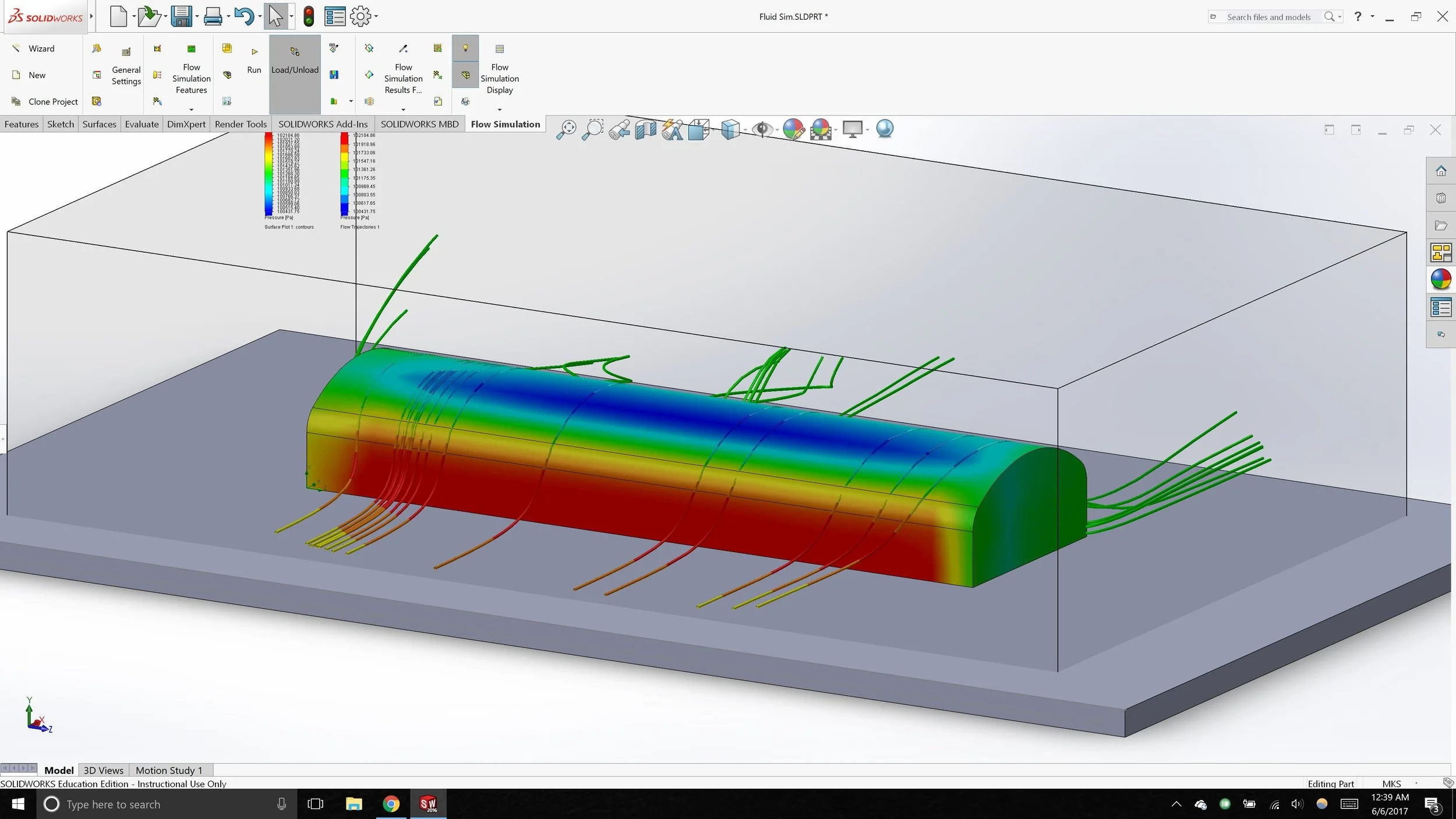  Solidworks Flow Simulation used to estimate wind forces on structure 