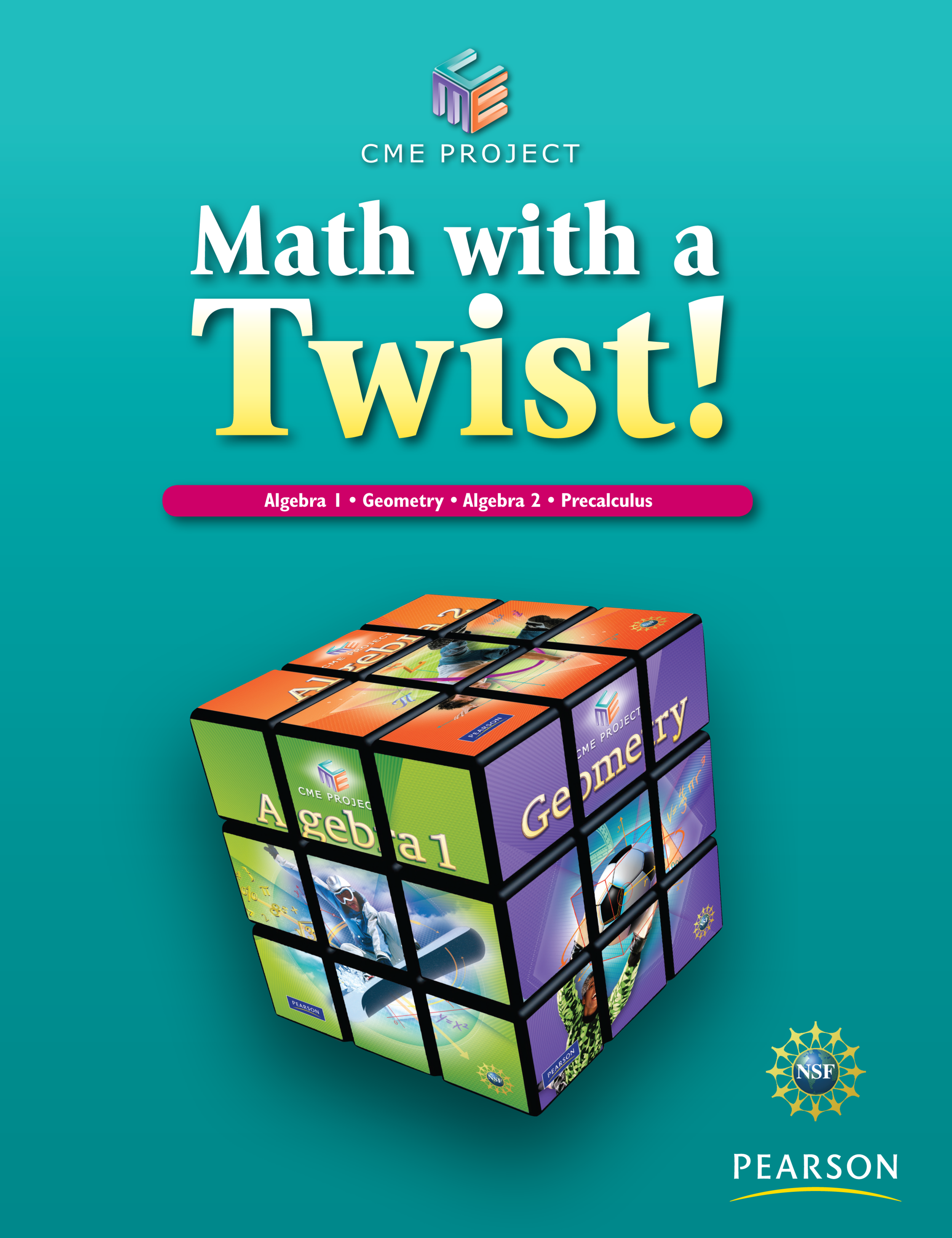Math BrochureI created the idea of "Math with a twist!" Incorporating Photoshop work with the cube, taking 3 book covers from the program and adding them to the rubix cube.&nbsp;