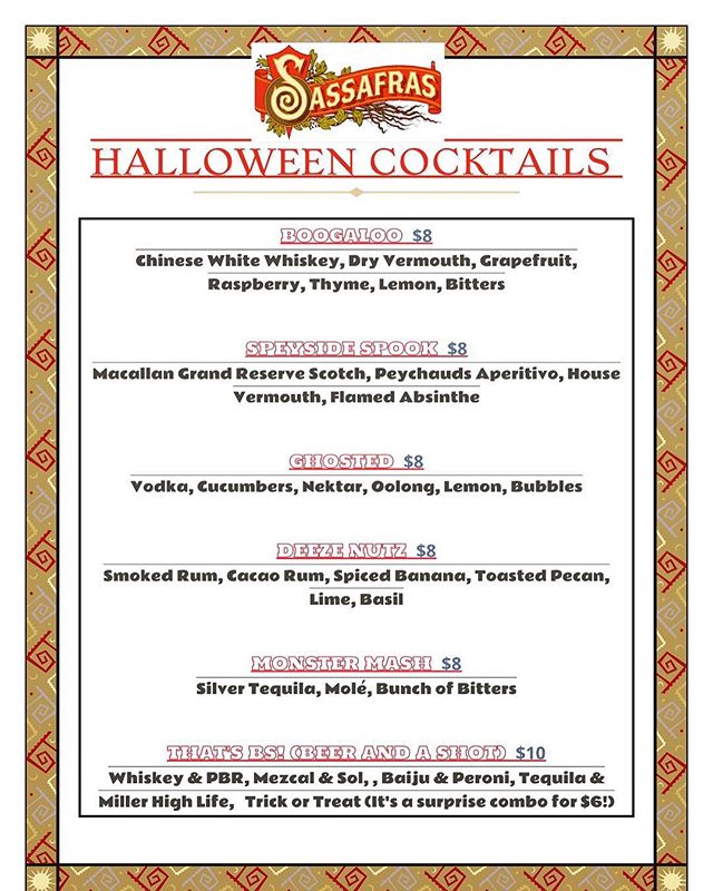 Come down to @sassafrassaloon in Hollywood for some crazy ass Halloween drinks! #sassafras #hollywood #halloween #cocktails