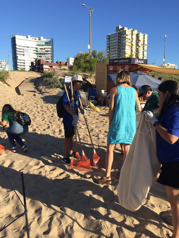 Con rastrillos y bolsas de tela a limpiar la playa.