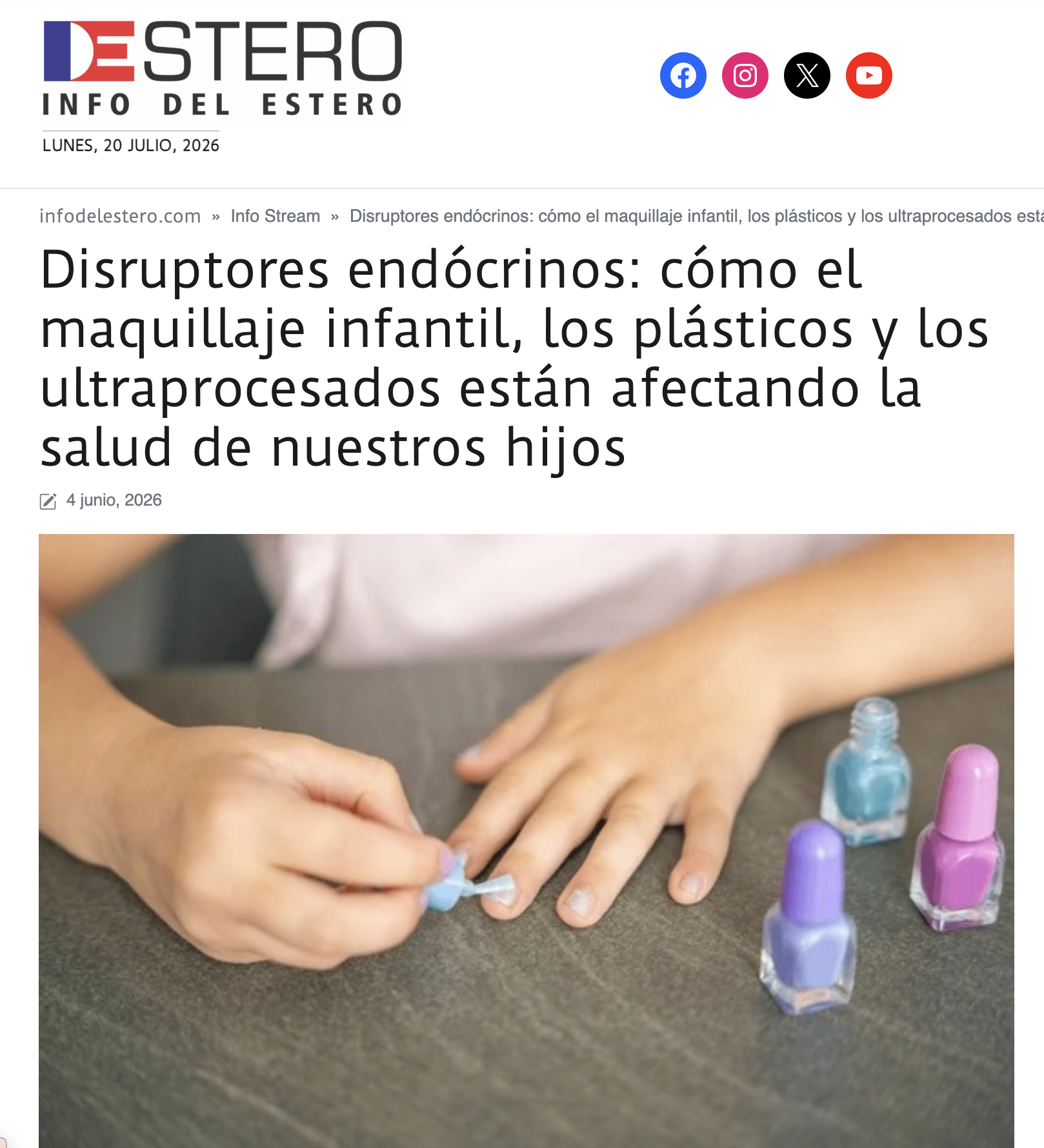 Imagen de apoyo para una nota sobre disruptores endocrinos presentes en plásticos, cosméticos y alimentos ultraprocesados, y su posible impacto en la salud infantil.