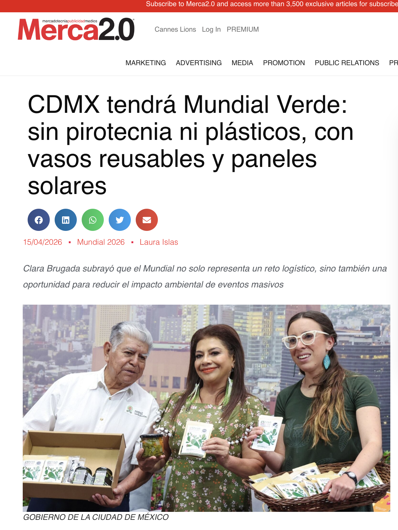 Imagen de apoyo para una noticia sobre el plan de Ciudad de México para reducir plásticos de un solo uso durante el Mundial 2026, con vasos reutilizables, energía solar y menos residuos.