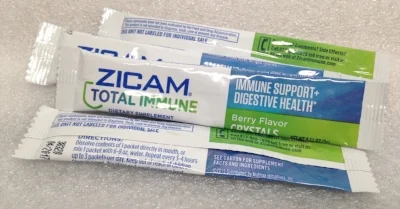 Record Number: 069 Collection Date: 21 Oct 2017 Description: Zicam, immune support, white powder Dimension: 1" x 4.75" each