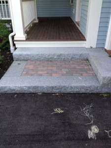 Granite steps with paver landing
