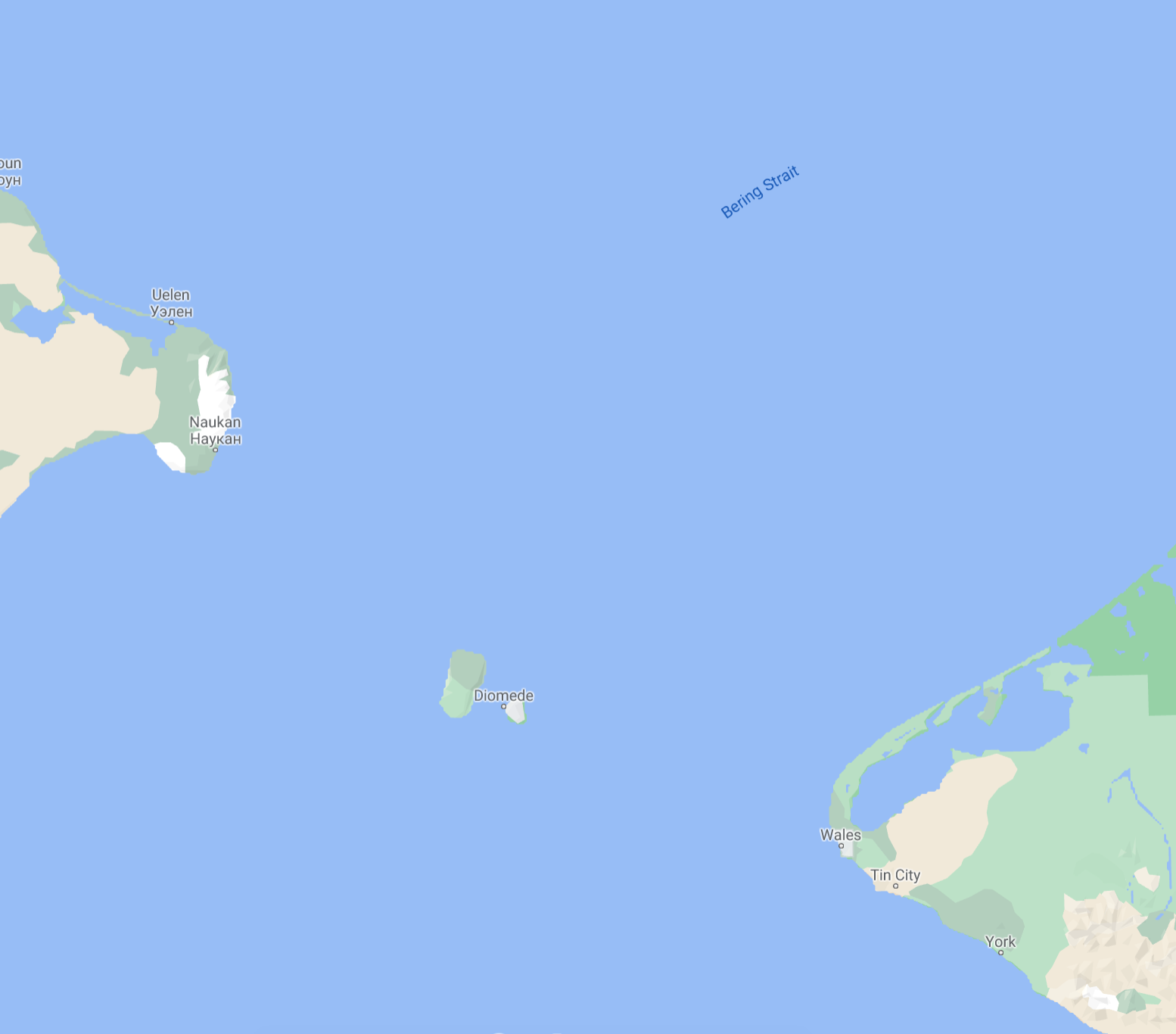 The Diomede islands in the middle of the straight