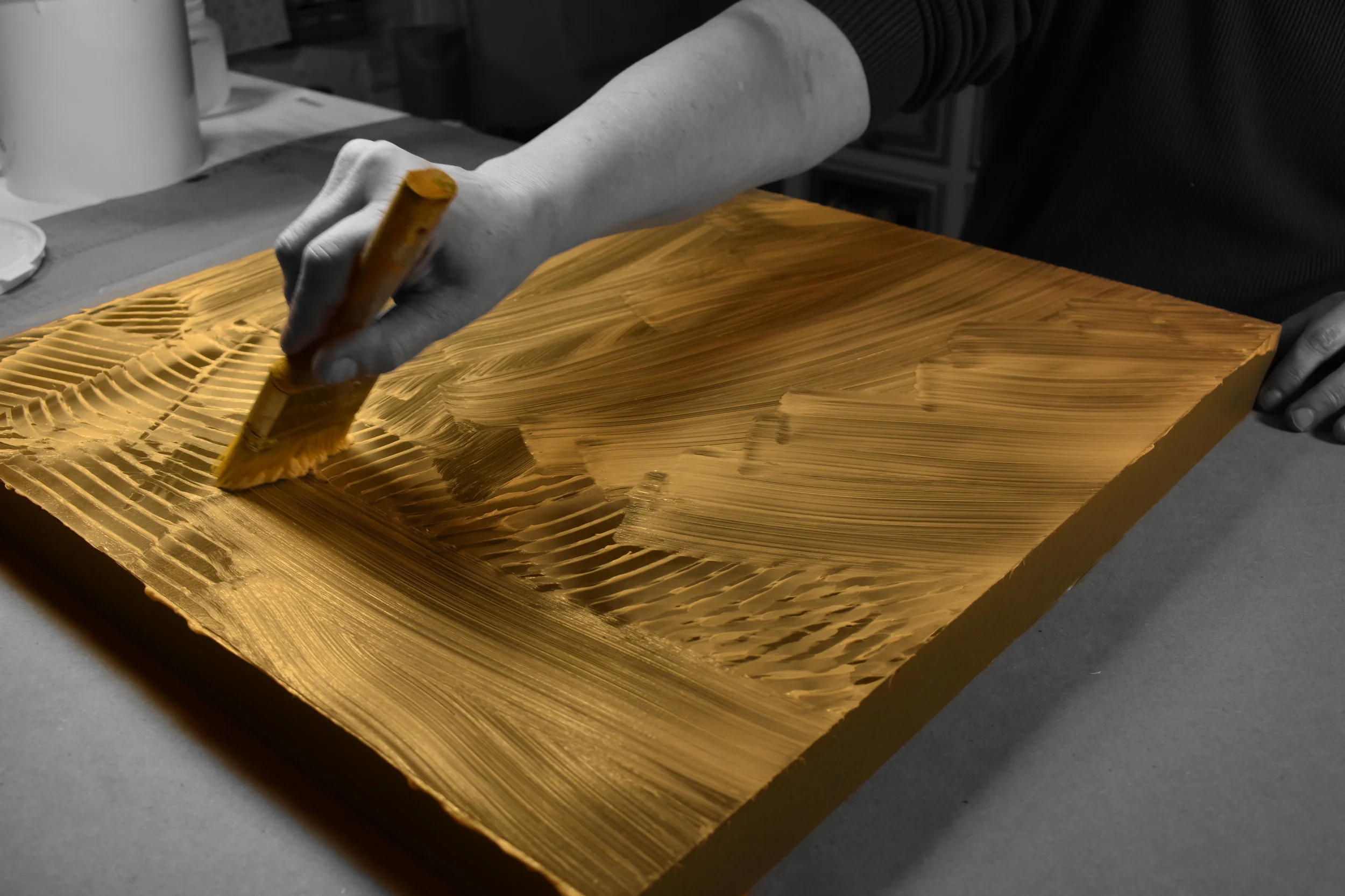 Adhesive - coating the panel….