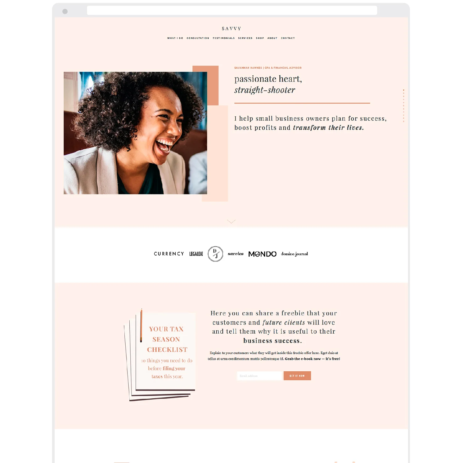 SAVVY — Squarespace Template