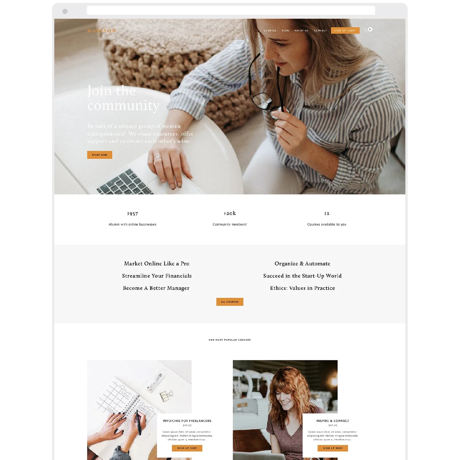 MADISON - Plantilla web para Squarespace