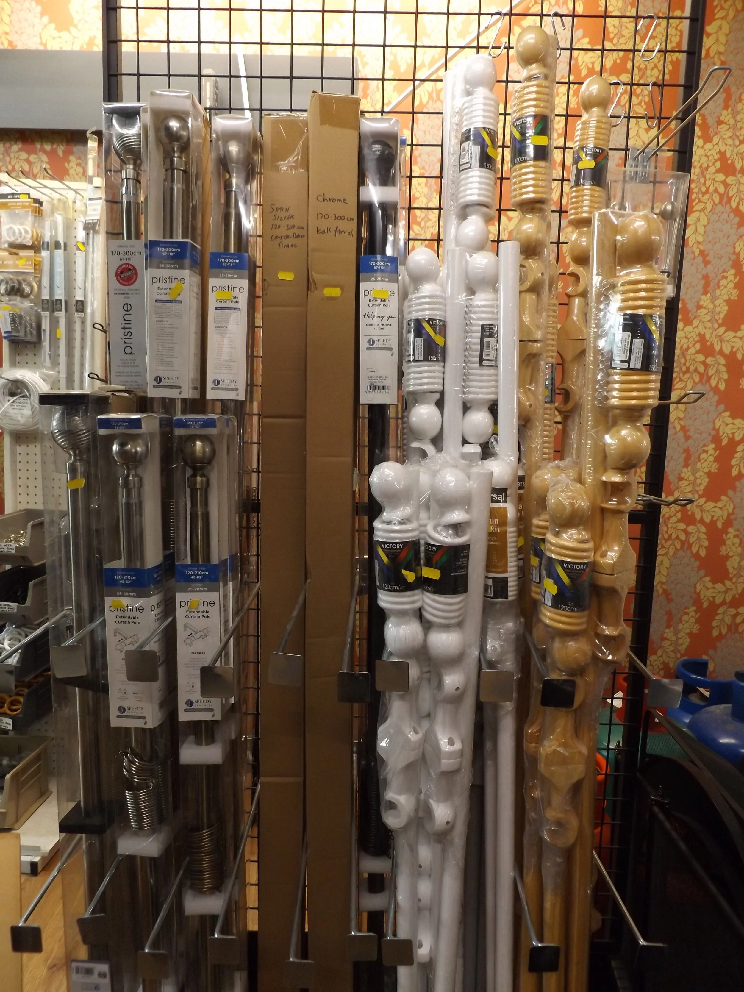 Curtain poles and curtain rails, now in stock.
