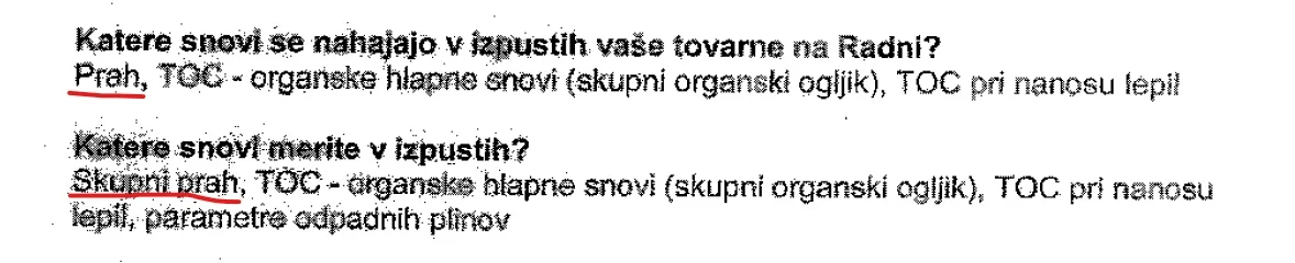 Del uradnega odgovora podjetja Siliko, 15.5.2017