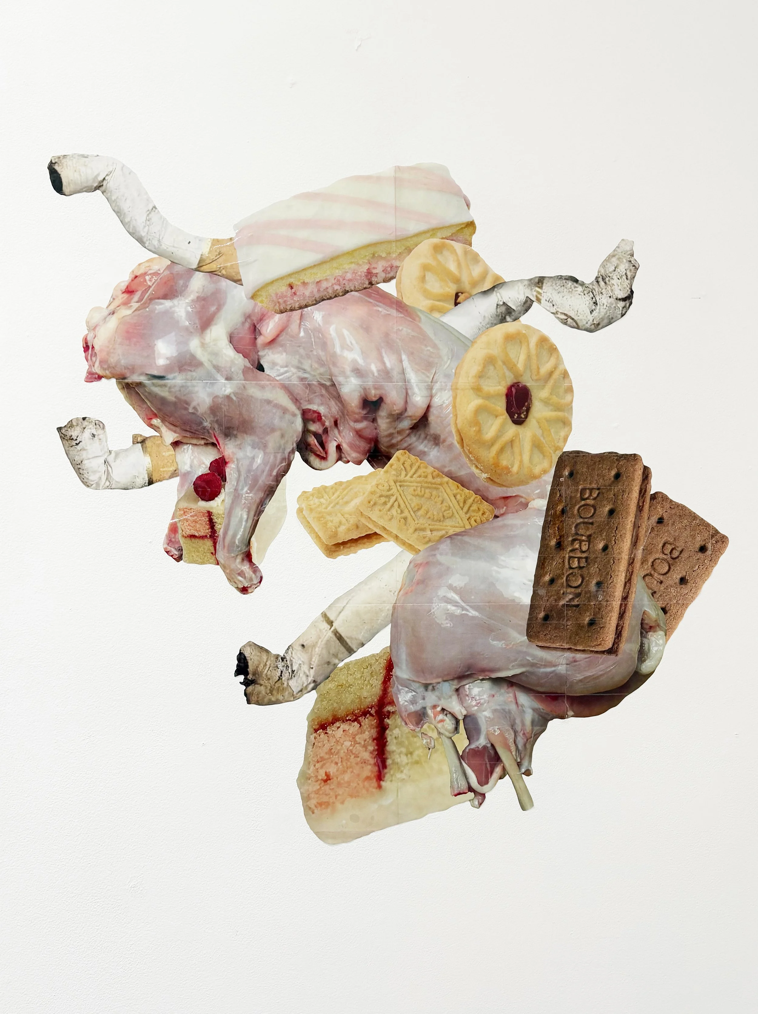  Late For A Very Important Date   Malena Del Pino   34 in x 33 in   Laser print and saran tape&nbsp; 