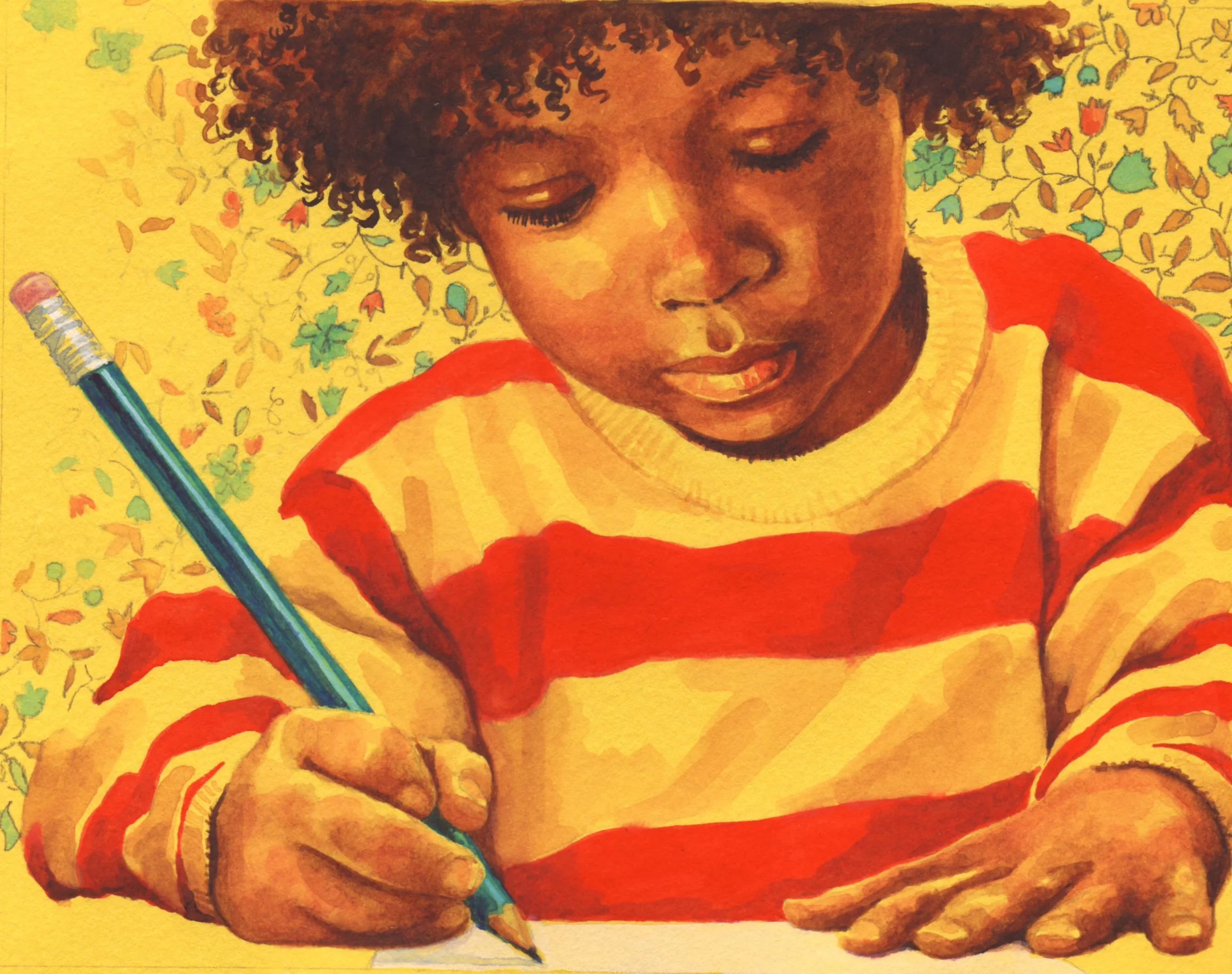  An Important Story,  watercolor  