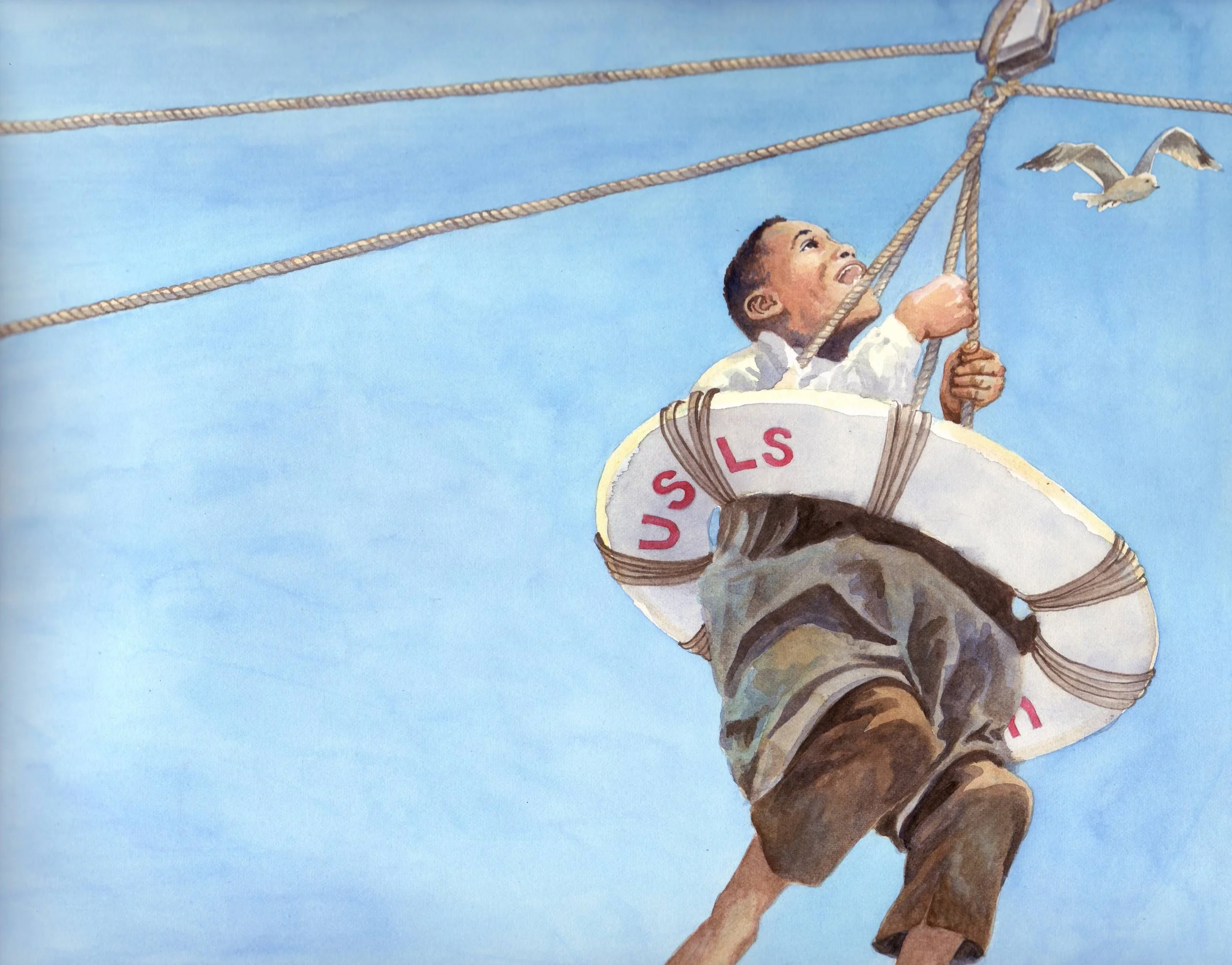  Rescue on the Outer Banks,  watercolor  