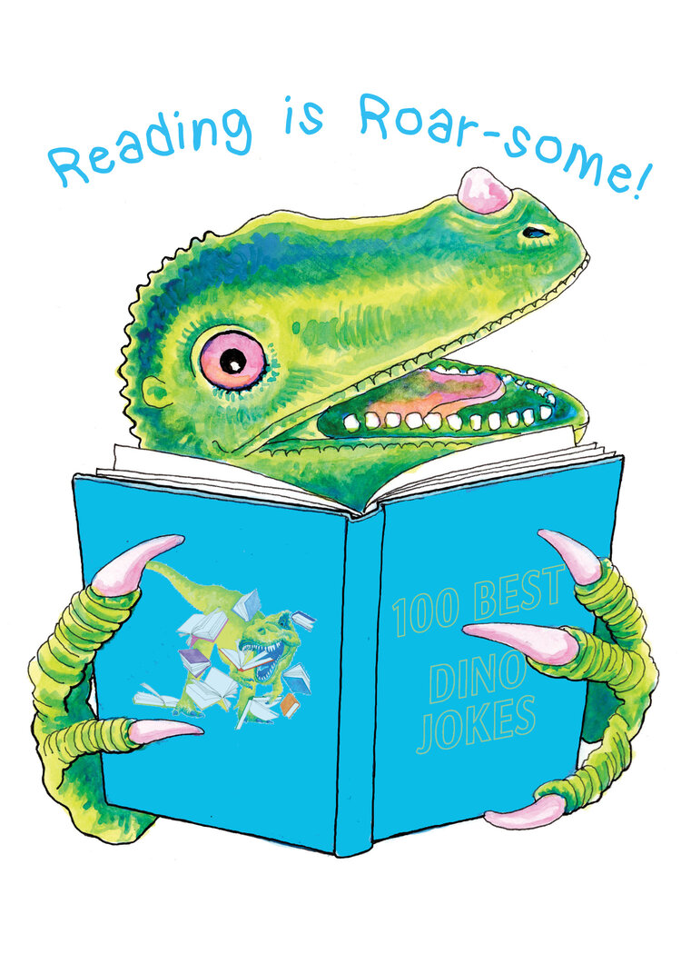 Reading is Roar-some Notecard — Karen Ritz Cards