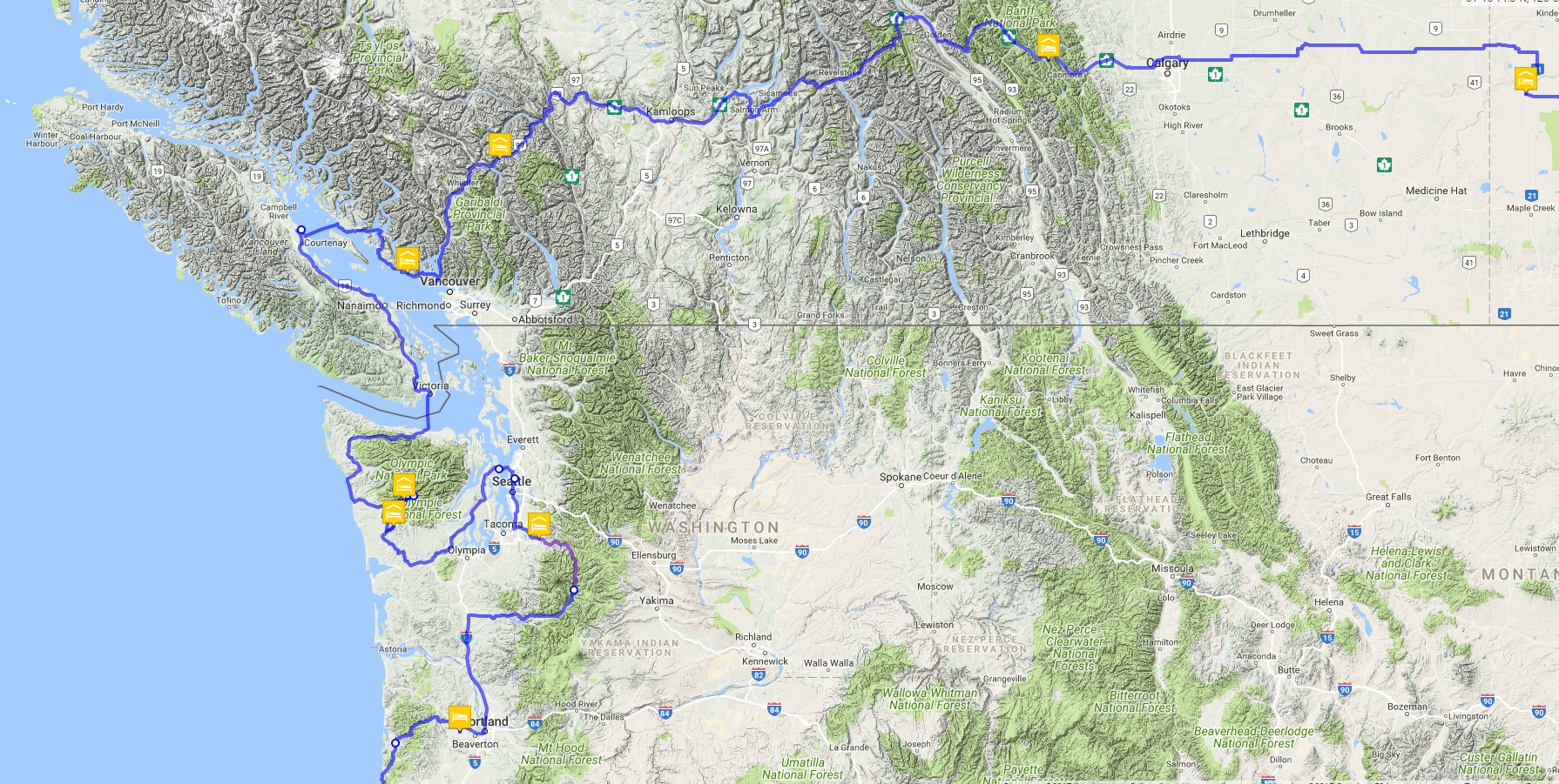 Route down through Washington