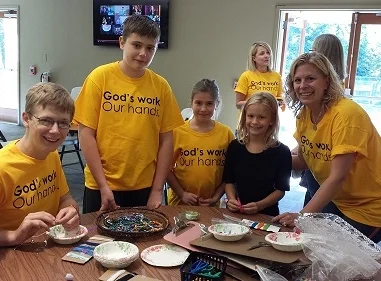 Making bracelets for a service project at Shepherd of the Hills Lutheran Church in Sammamish, WA.
