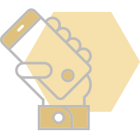 graphic of hand holding phone