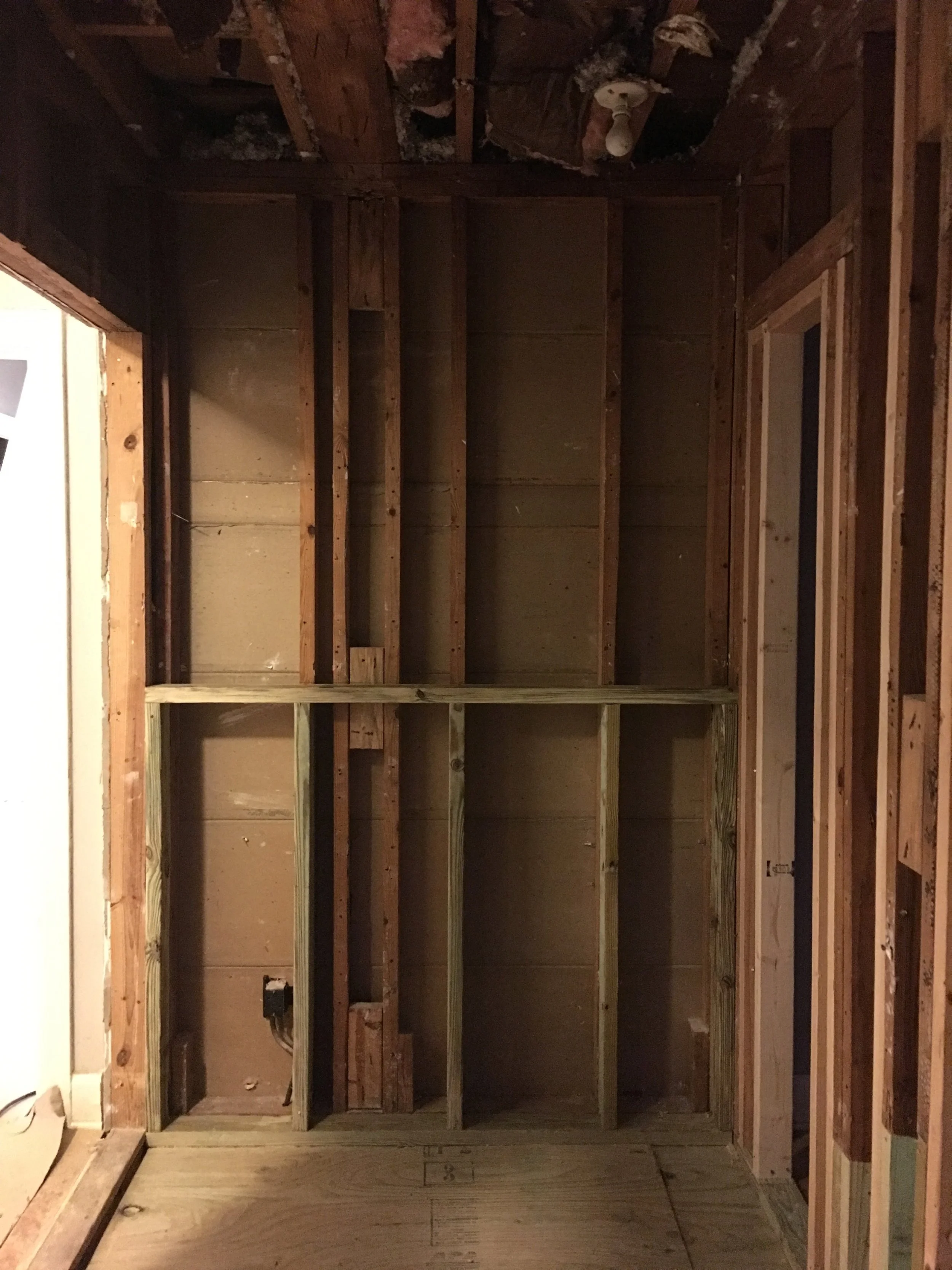 Shower ledge framed in