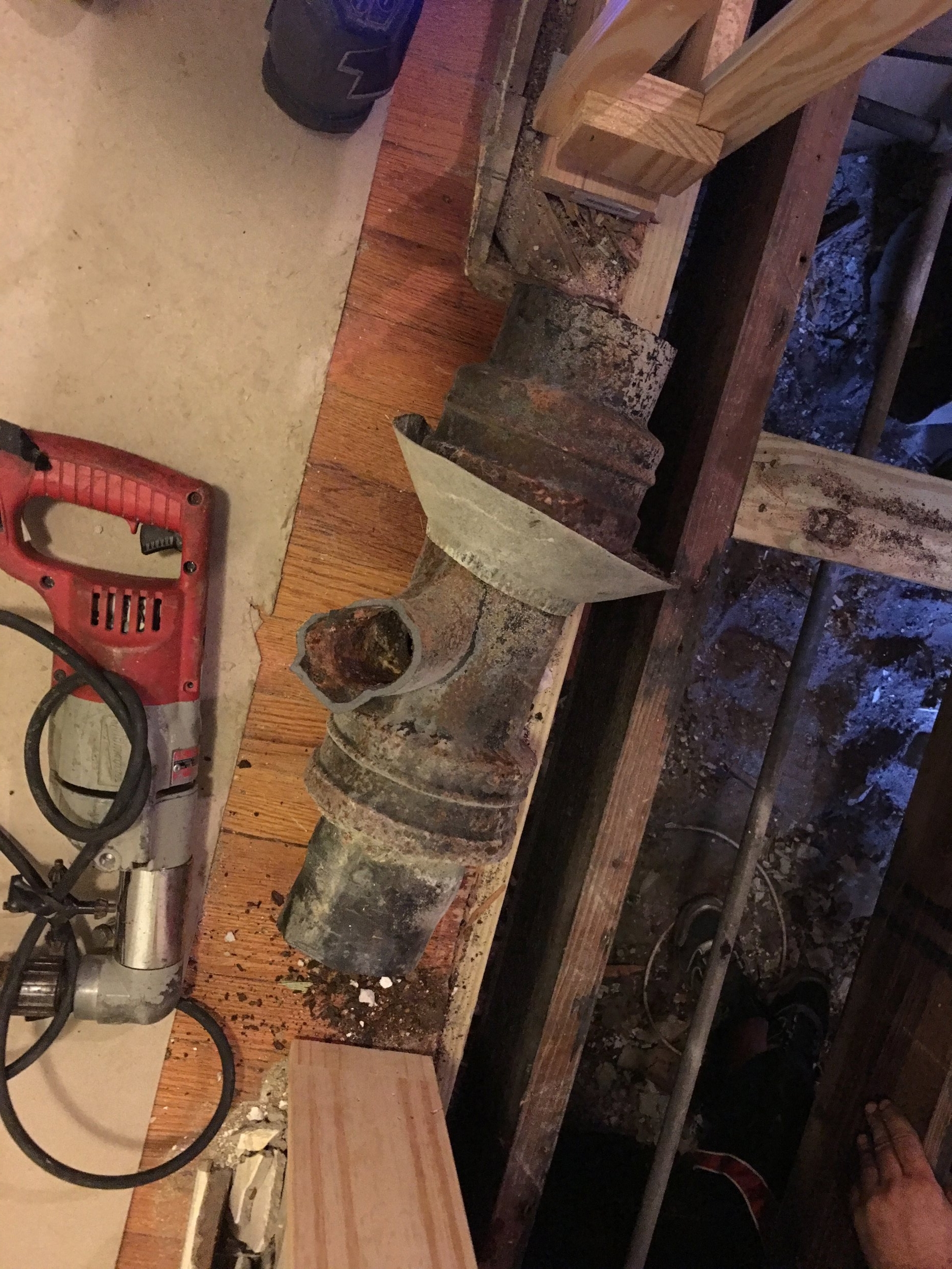 77 year old cast iron pipe coming out