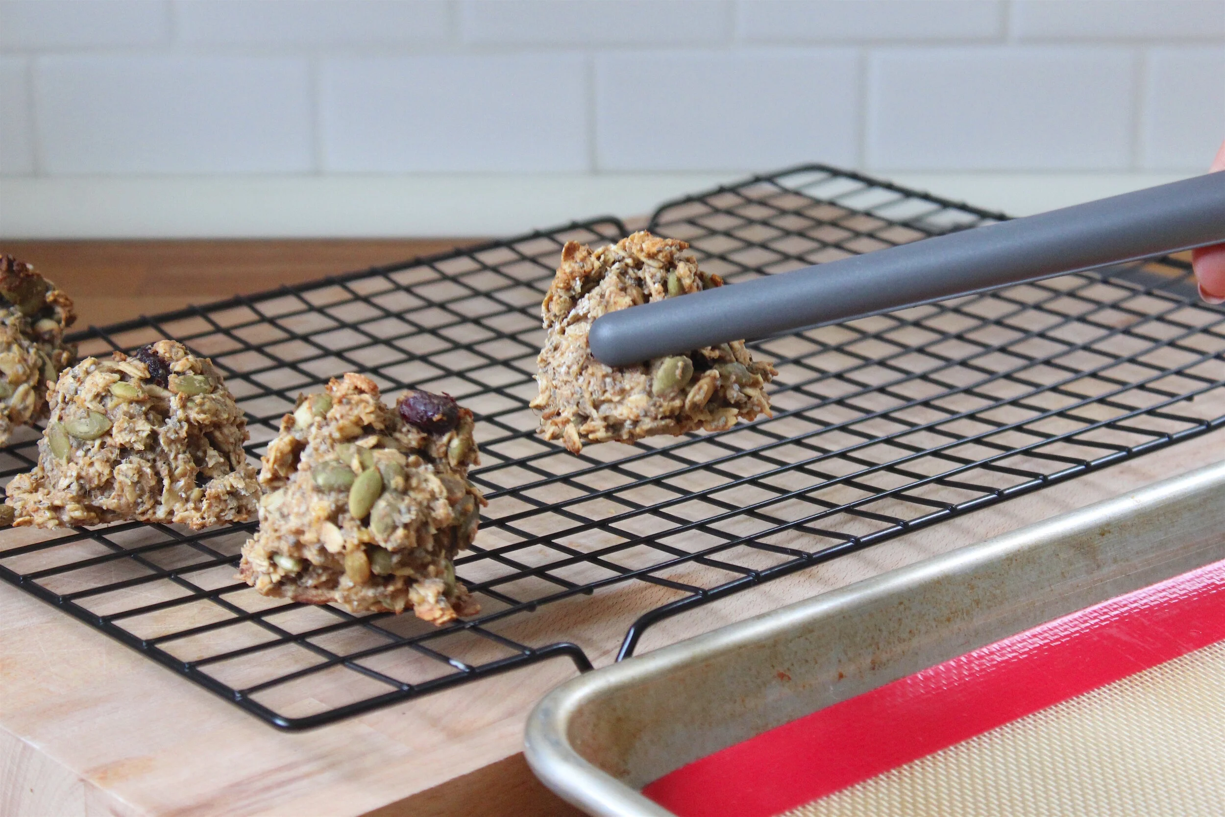 Place your cookies on a rack so they can cool down for a bit.