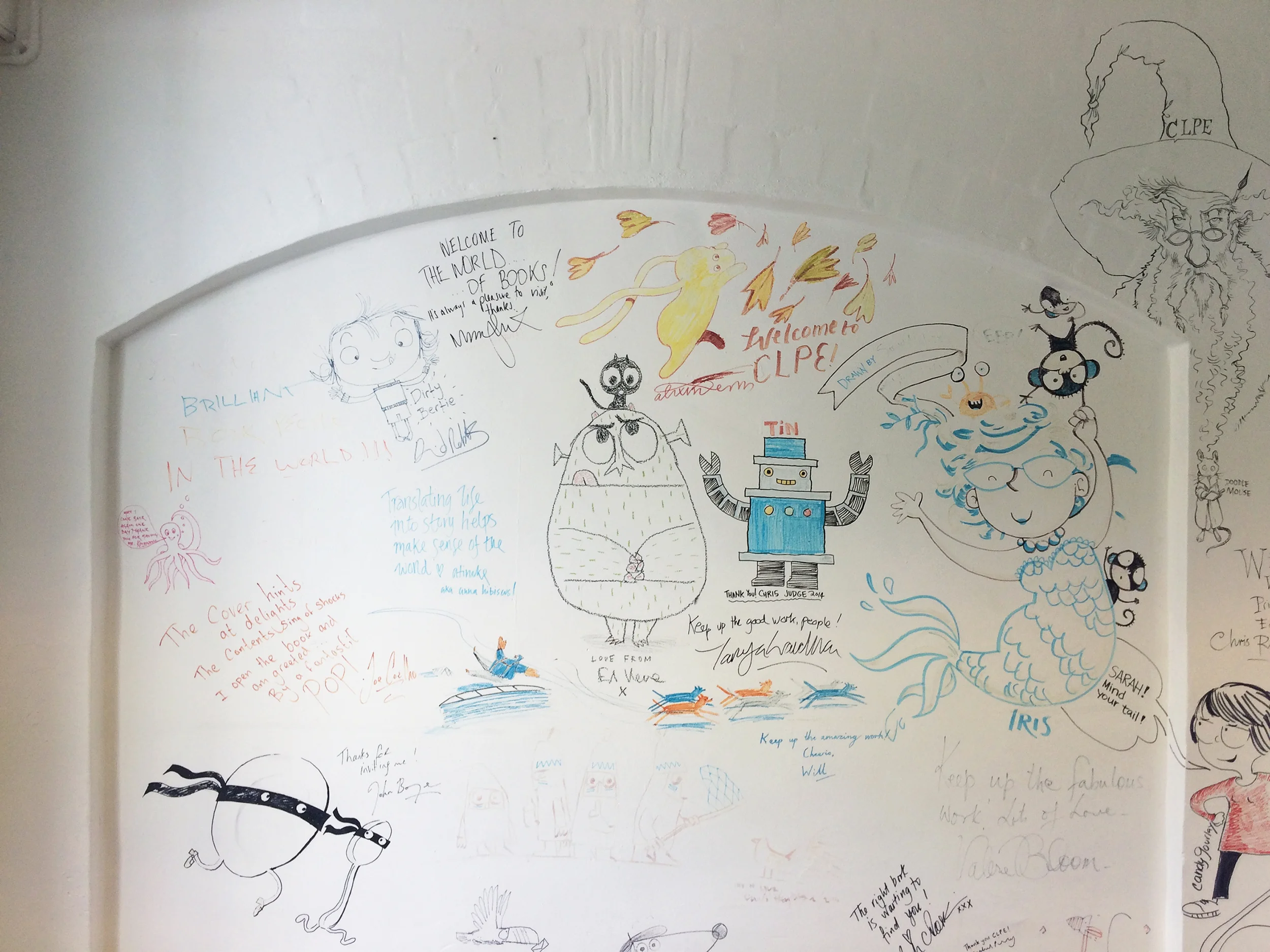 Original wall of illustrators drawings
