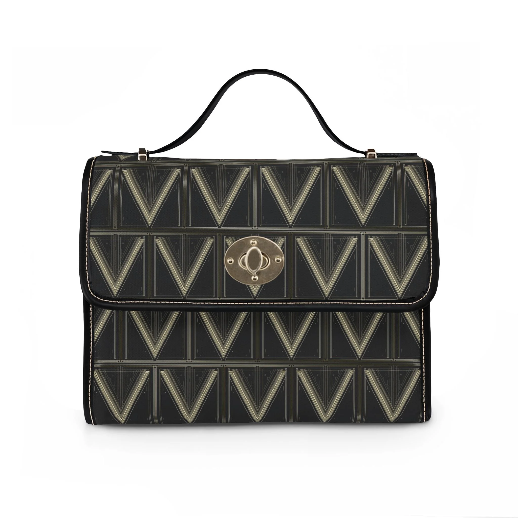 Jazz Moderne "V" Black Travel Satchel