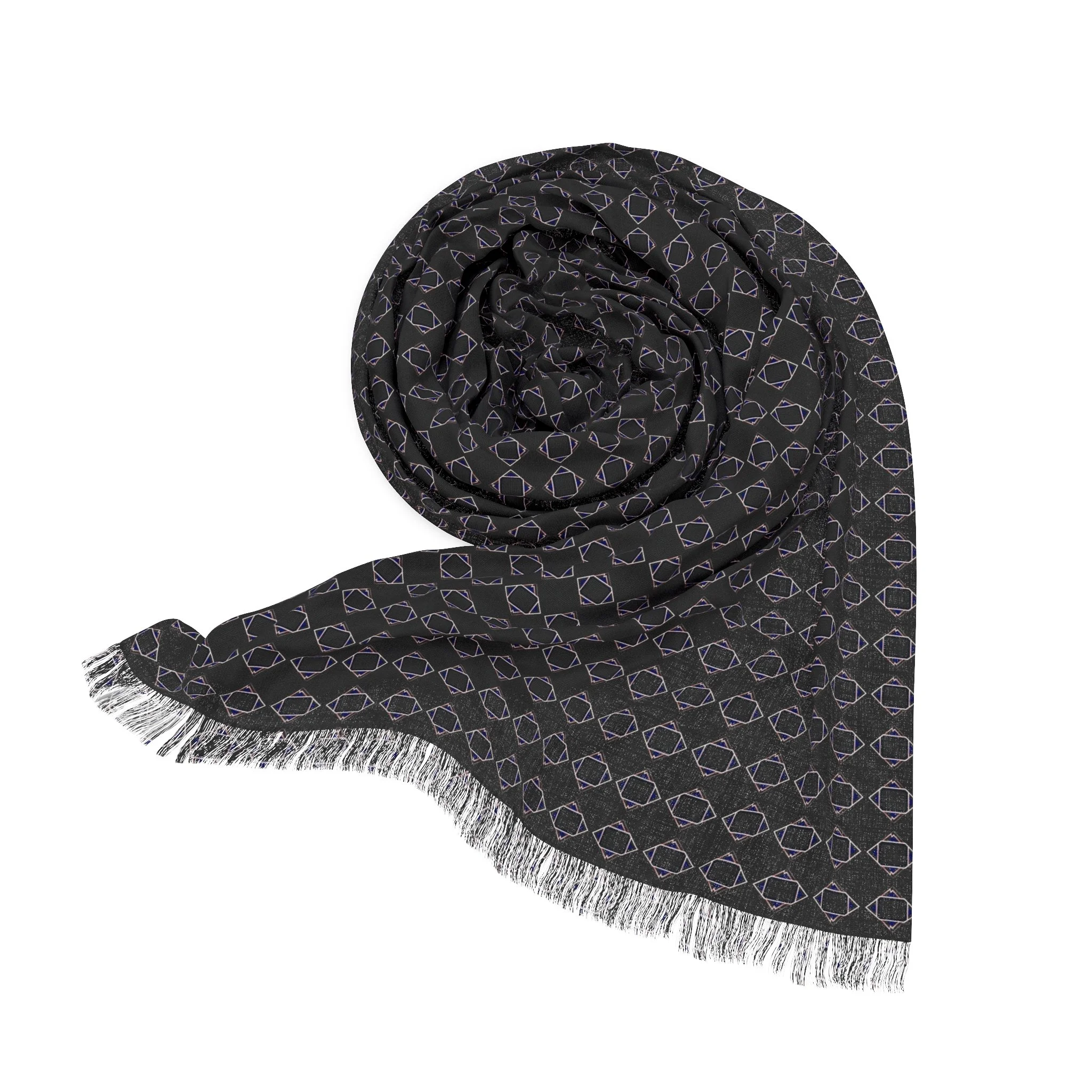 Silk Road Black Diamond Fringe Scarf/Wrap