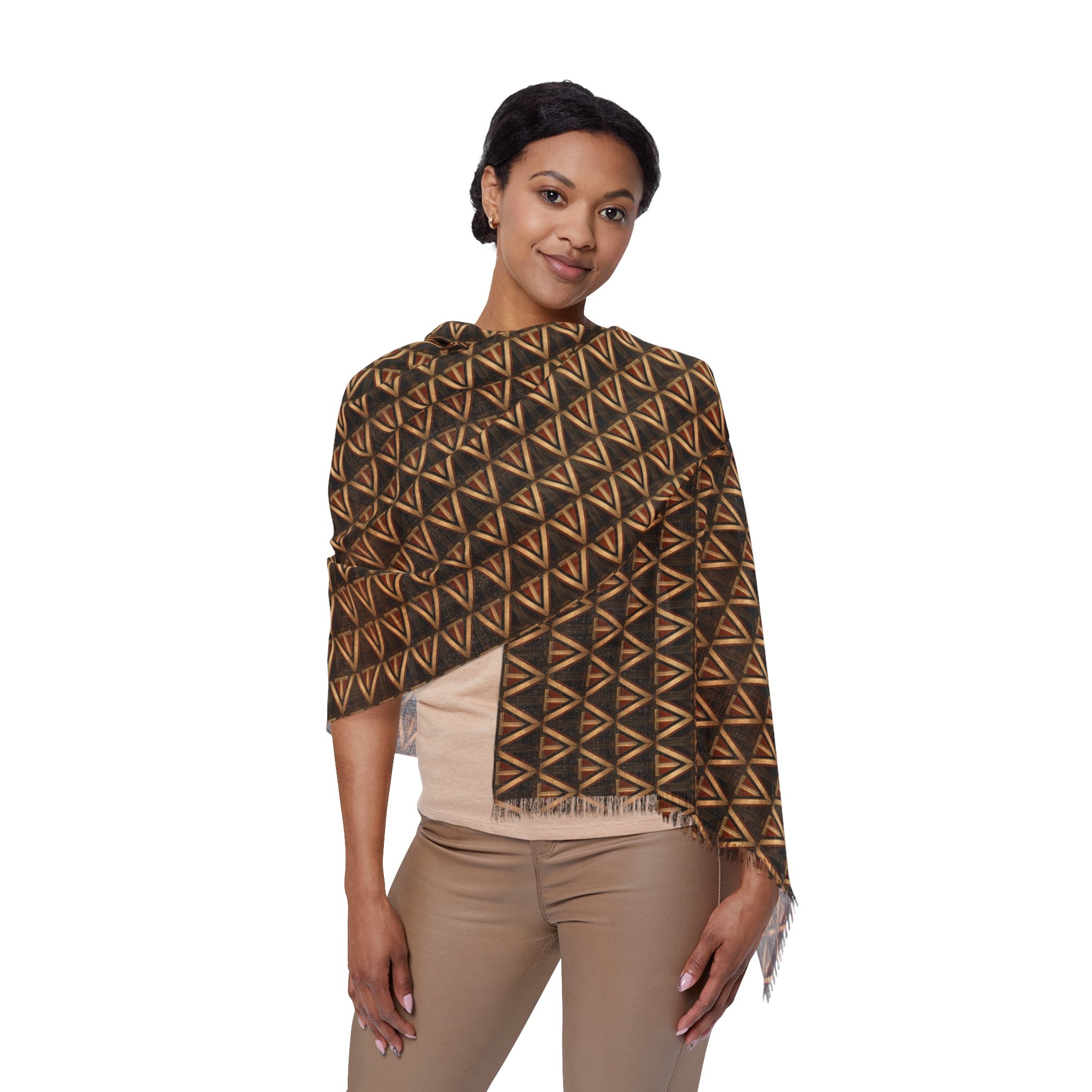 Jazz Moderne "V" Bronze Woven Scarf/Wrap
