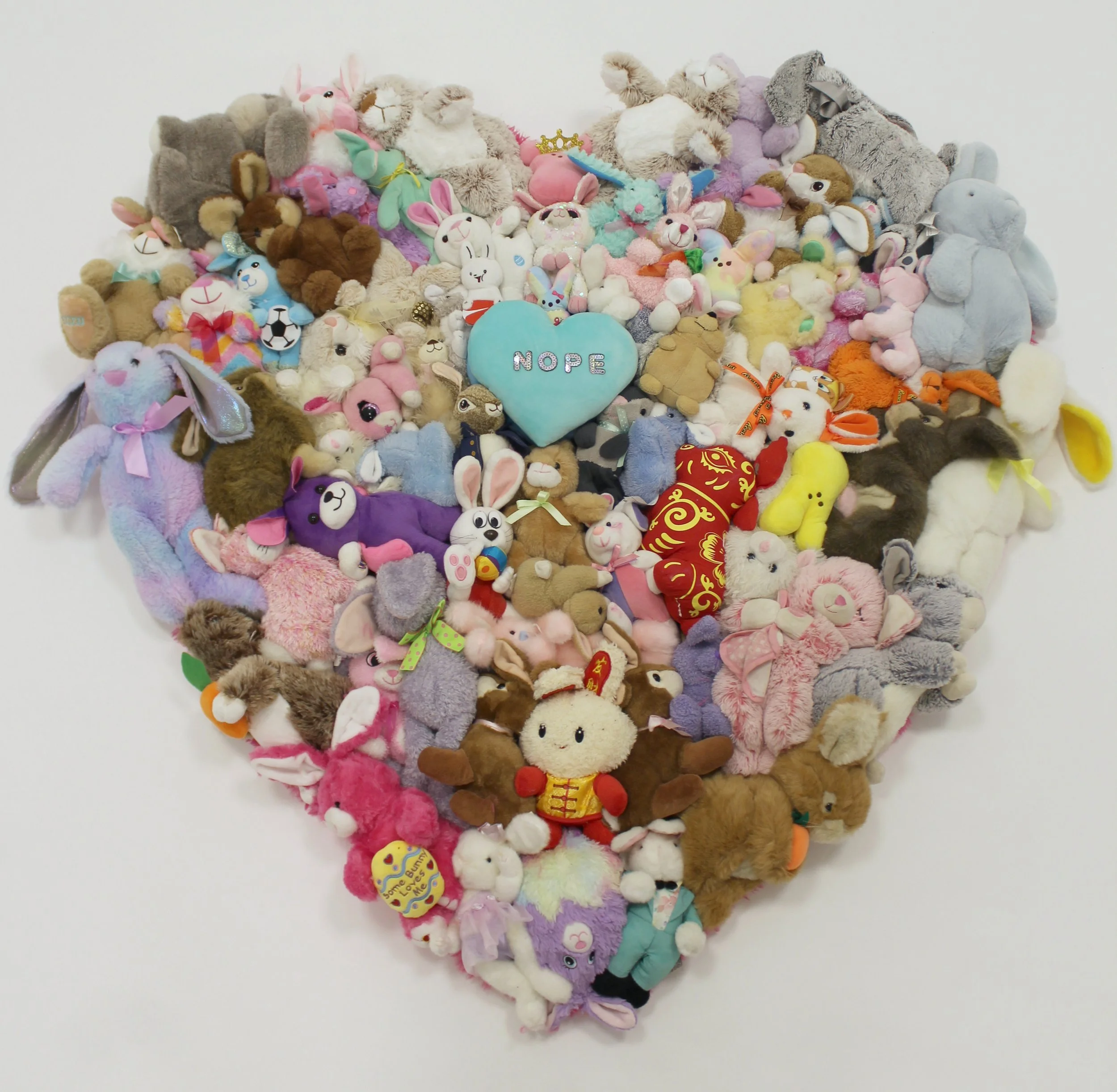   We Should Talk (Nope)   48” x 48” x 6”  Stuffed Animals, Faux Fur  2025 