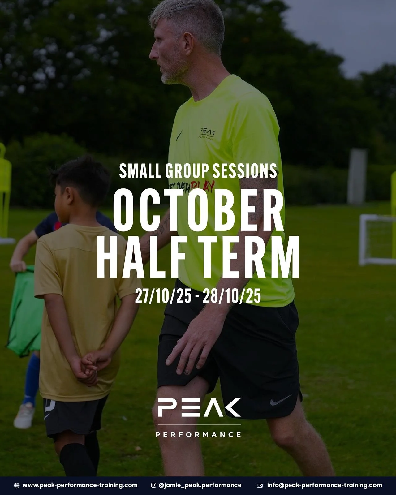 .
October Half Term 
Small group sessions 
📆Monday 27th October 
U8-U11
📆Tuesday 28th October 
U9-U12
📆Tuesday 28th October 
Girls Only 
U8-U11
💫  Swipe for session times 
Please note 28/10/25 U9-U12 session.
Players attending must be signed