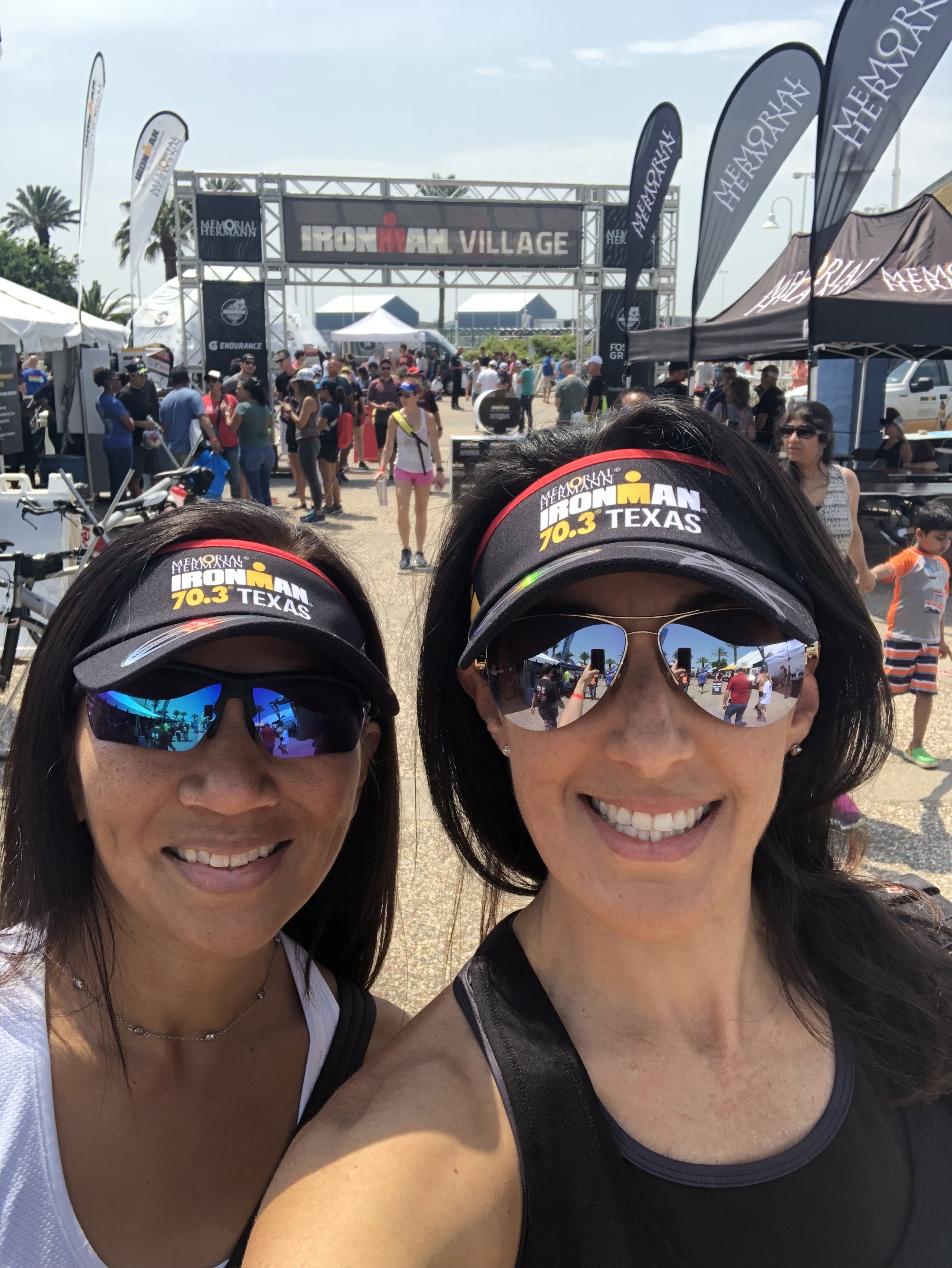  With our new IM70.3 Texas visors! 