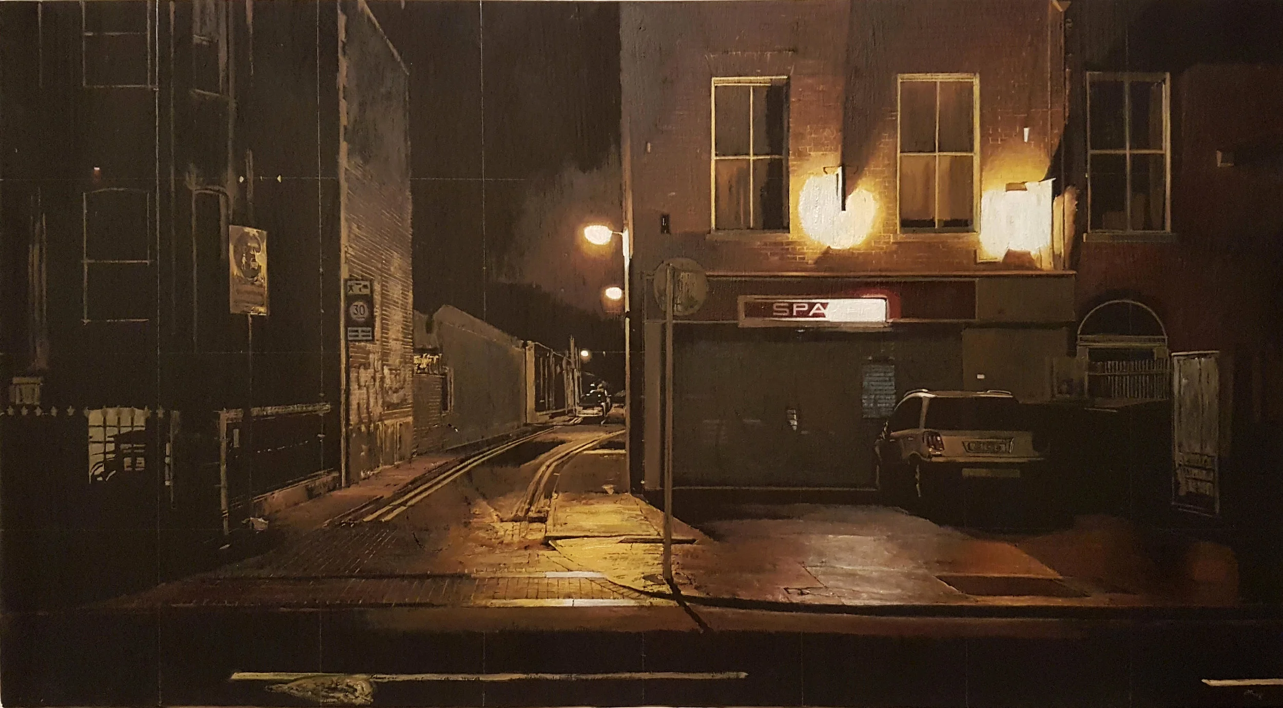 Francis Matthews, South Circula r, 2019, oil on board 62x33.5cm (cropped)