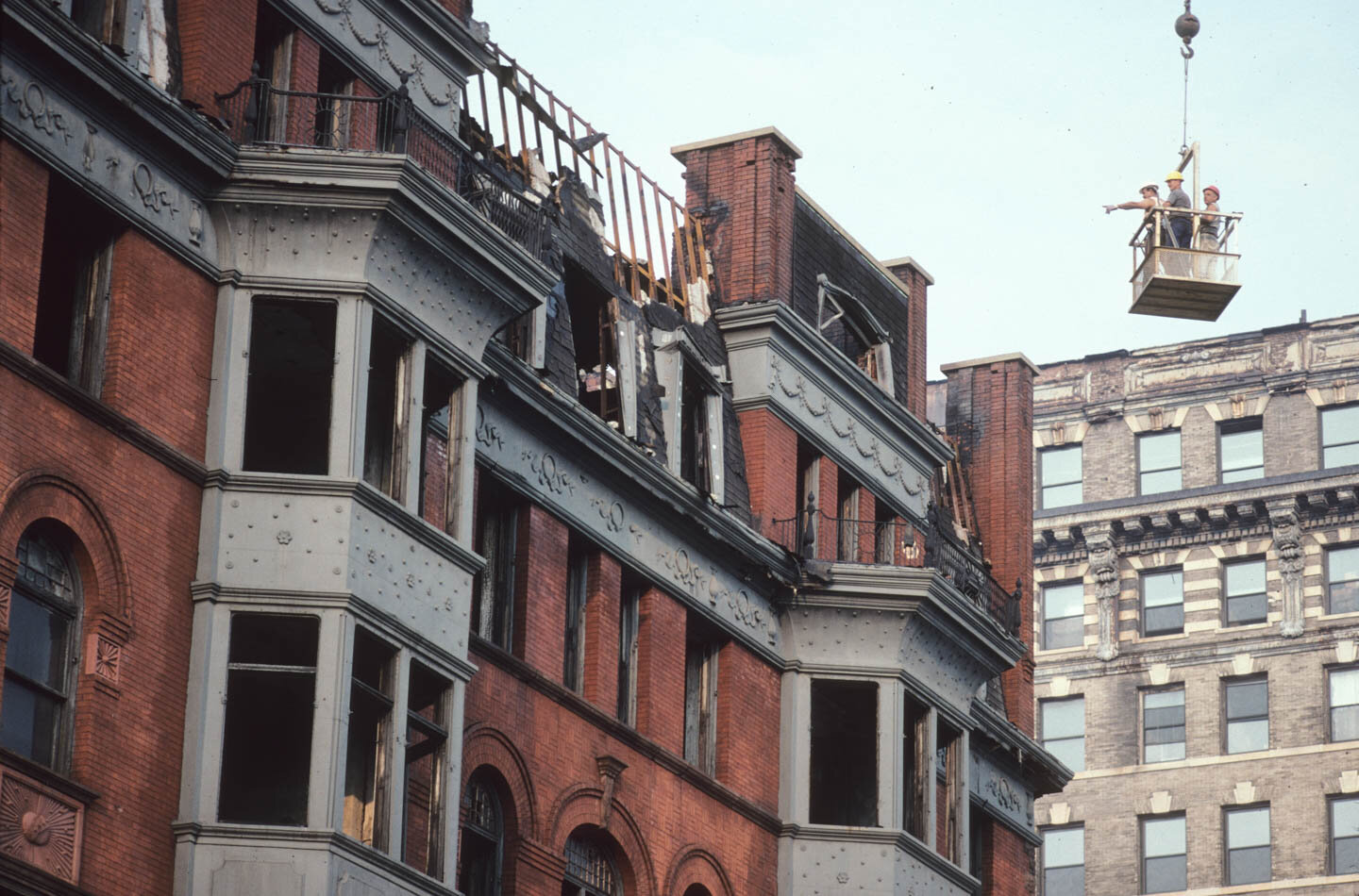 Former Corn Exchange Bank after a fire, detail, Park Ave. at E. 125th St., Harlem, 1997
