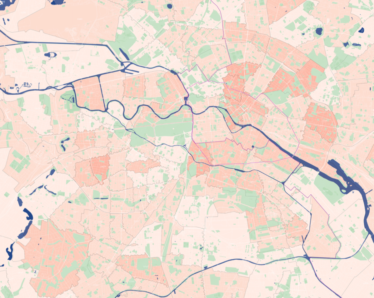Mapping the property values of Berlin’s postcodes.