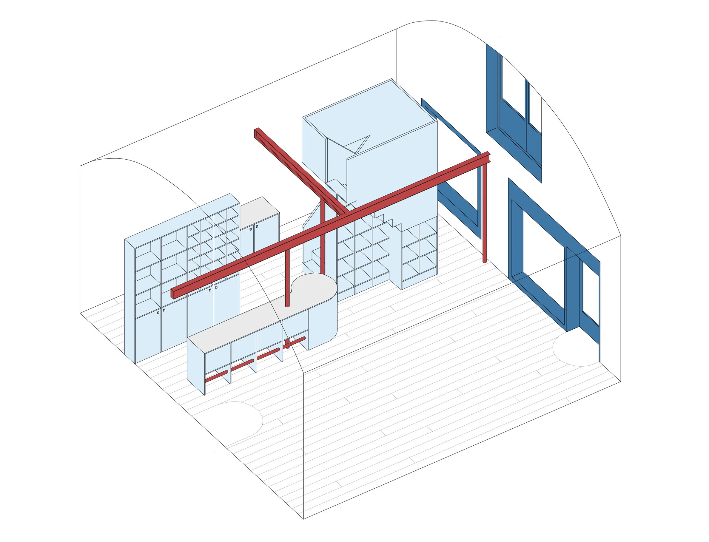 Axonometric with upper level removed