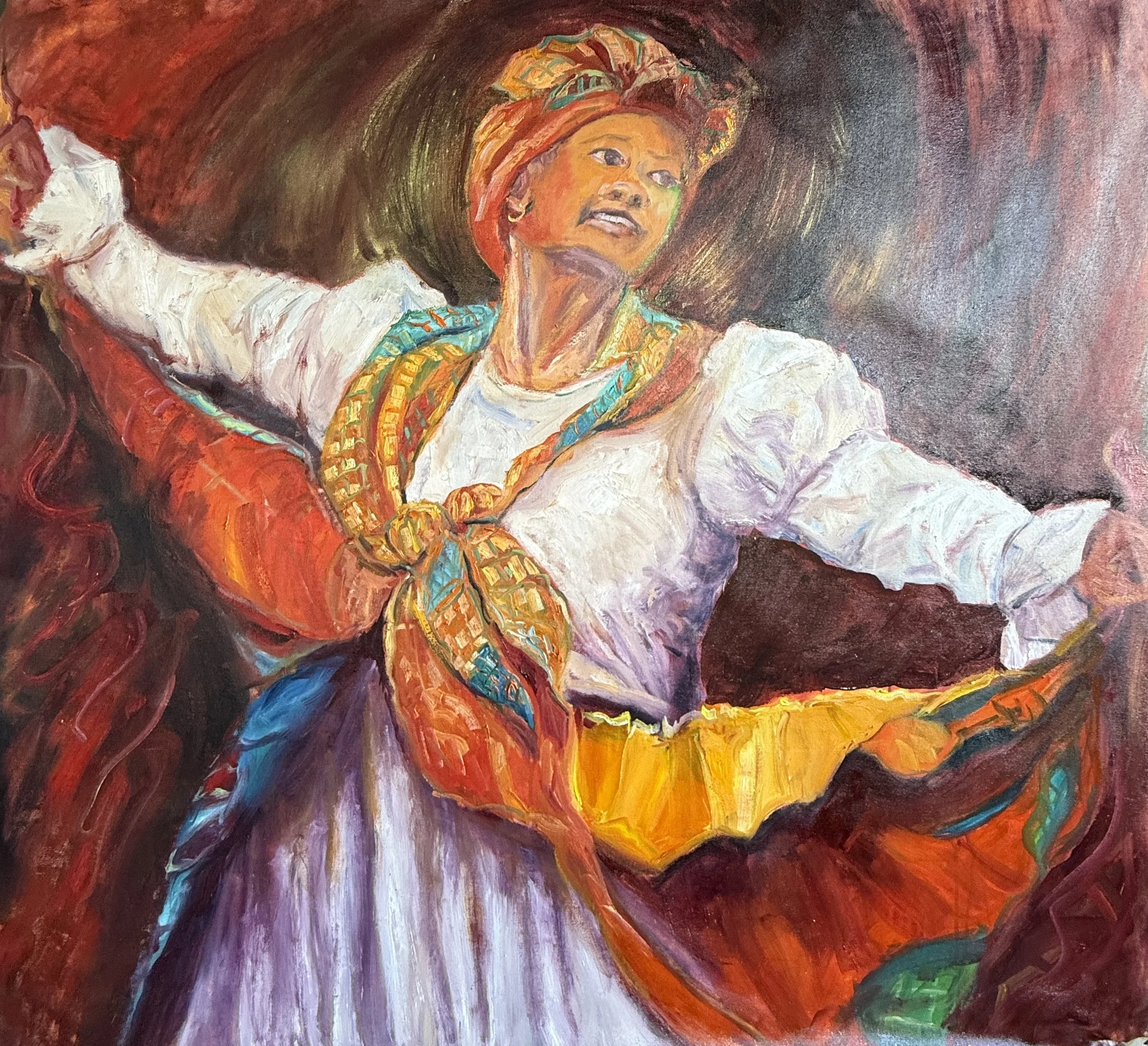 Susan Mains Bele Dancer 2 44" x 48" Oil 2025.JPG