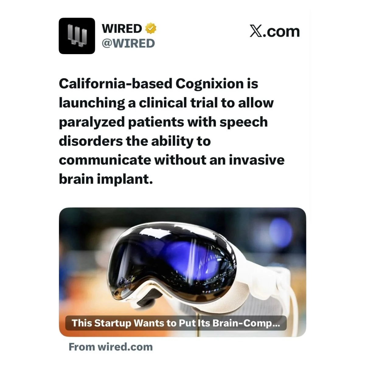 Clinical Trial News: Cognixion + Apple Vision Pro