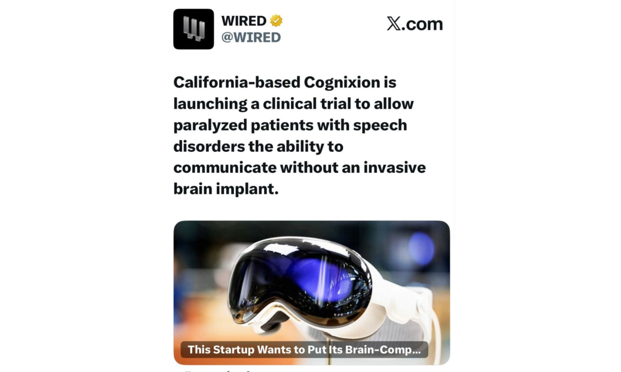Clinical Trial News: Cognixion + Apple Vision Pro