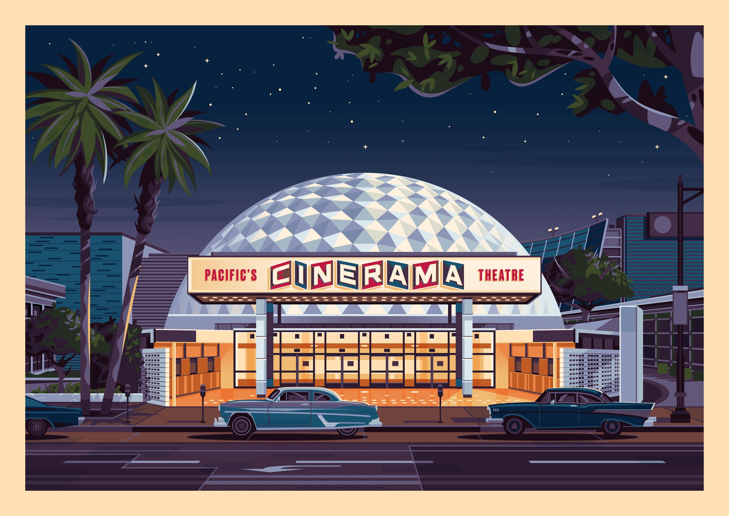 Cinerama Dome at Night