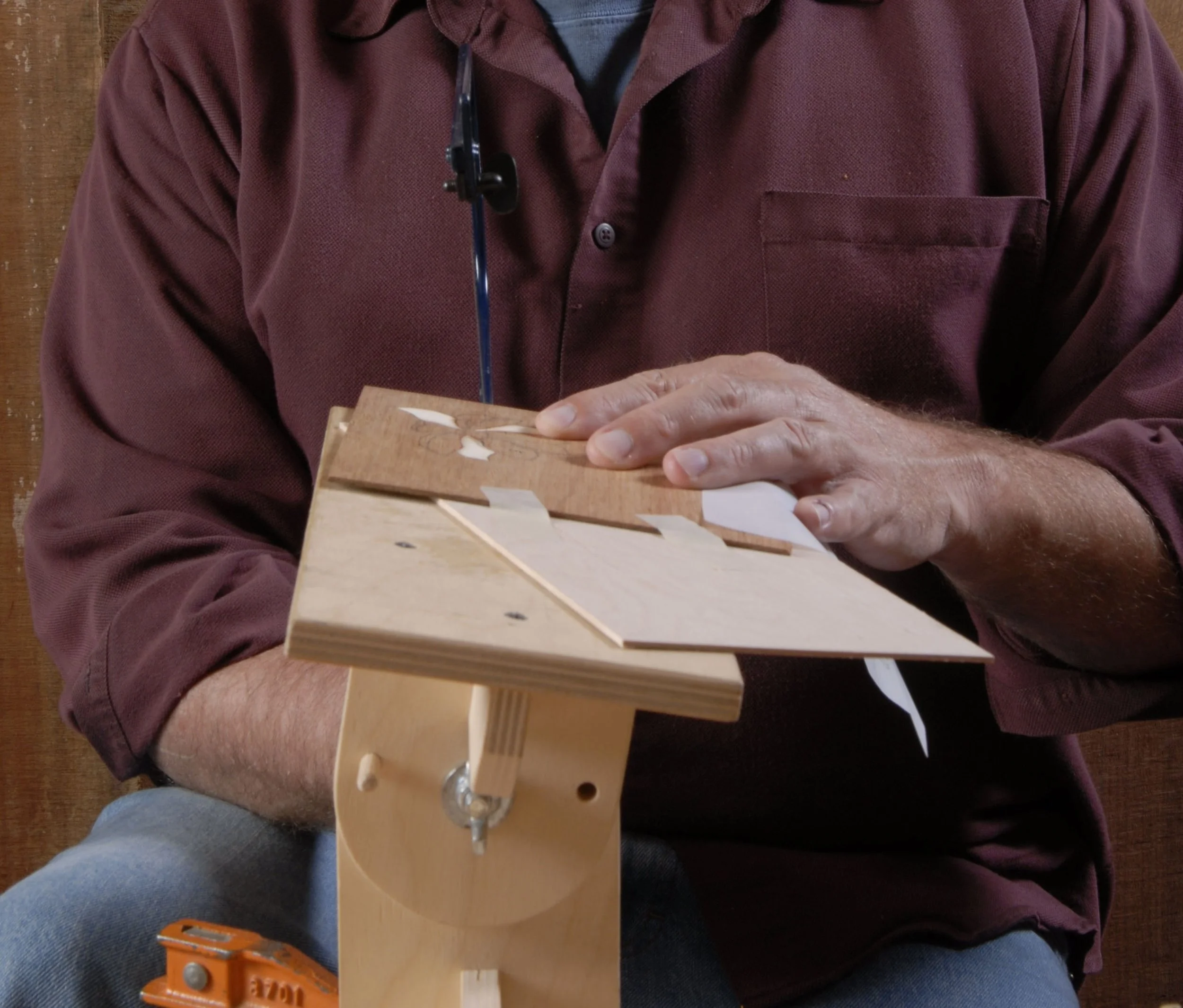 Sawing the two veneers.JPG