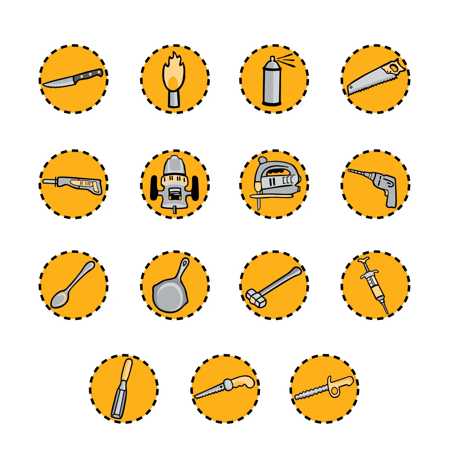   Extreme Pumpkins  icons representing pumpkin carving tools 