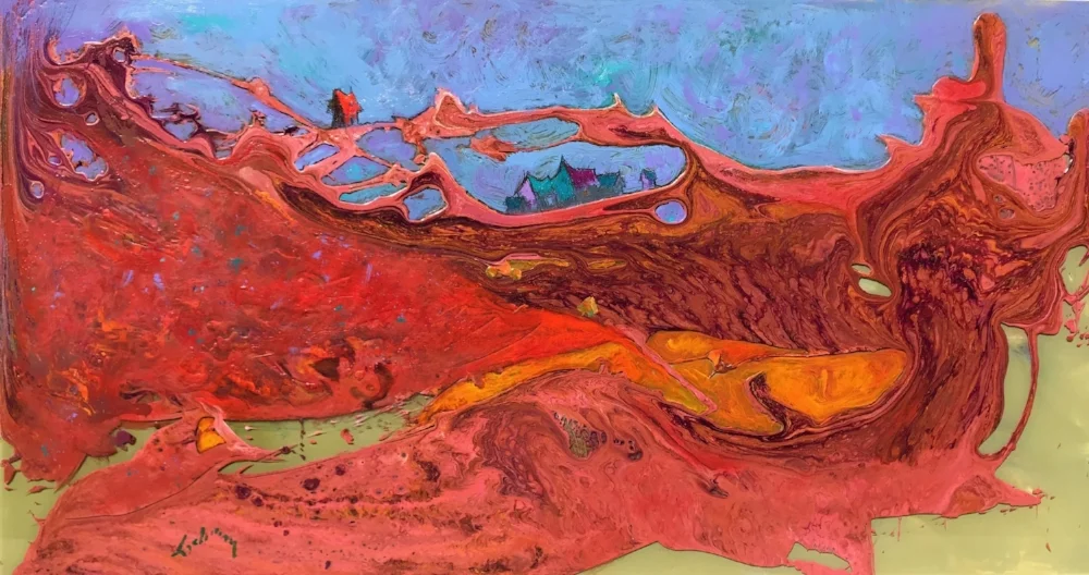 MAN FINDING HIS PLACE IN A CHAOTIC WORLD Acrylic, 22x36 SOLD