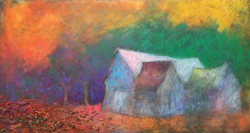 HAUNTING MAGIC OF BUCKS COUNTY BARNS Acrylic and Pastel, 22 x 36 Available