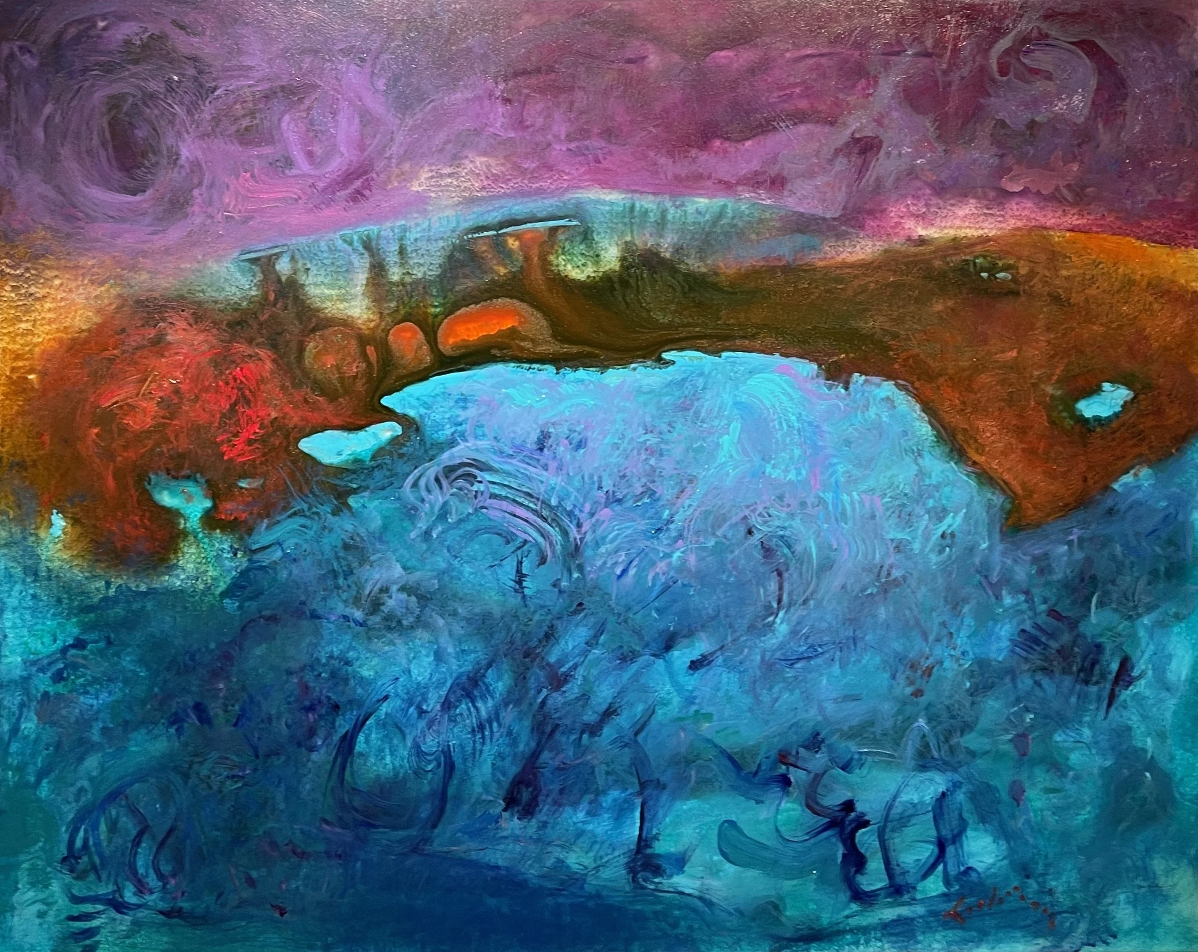   DOWN THE SHORE    Acrylic, 30 x 36   Available  