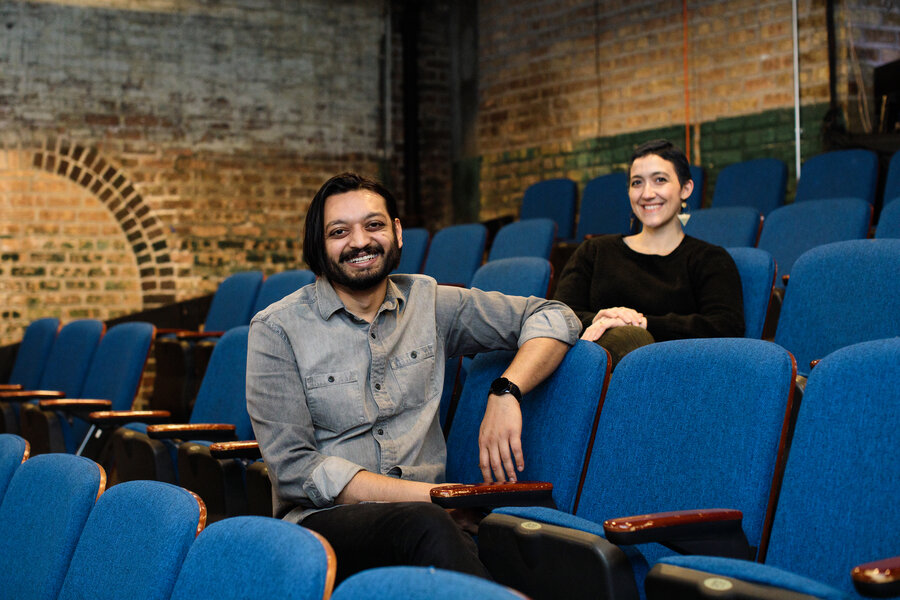 Jackalope Theatre Company leadership, artistic director Kaiser Ahmed and managing director Tina El Gamal, in their theatre. (Photo by Azuree Wiitala)