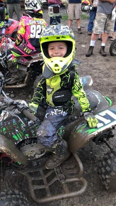Blake Conroy having fun during his moto at Royal Mountain on Wednesday 8-18-18. Dad quoted him stating, "He loved the mud." Photo credit to Dad aka Anthony Conroy