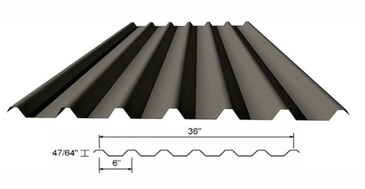 47/64" Rib Height; 6" Centers